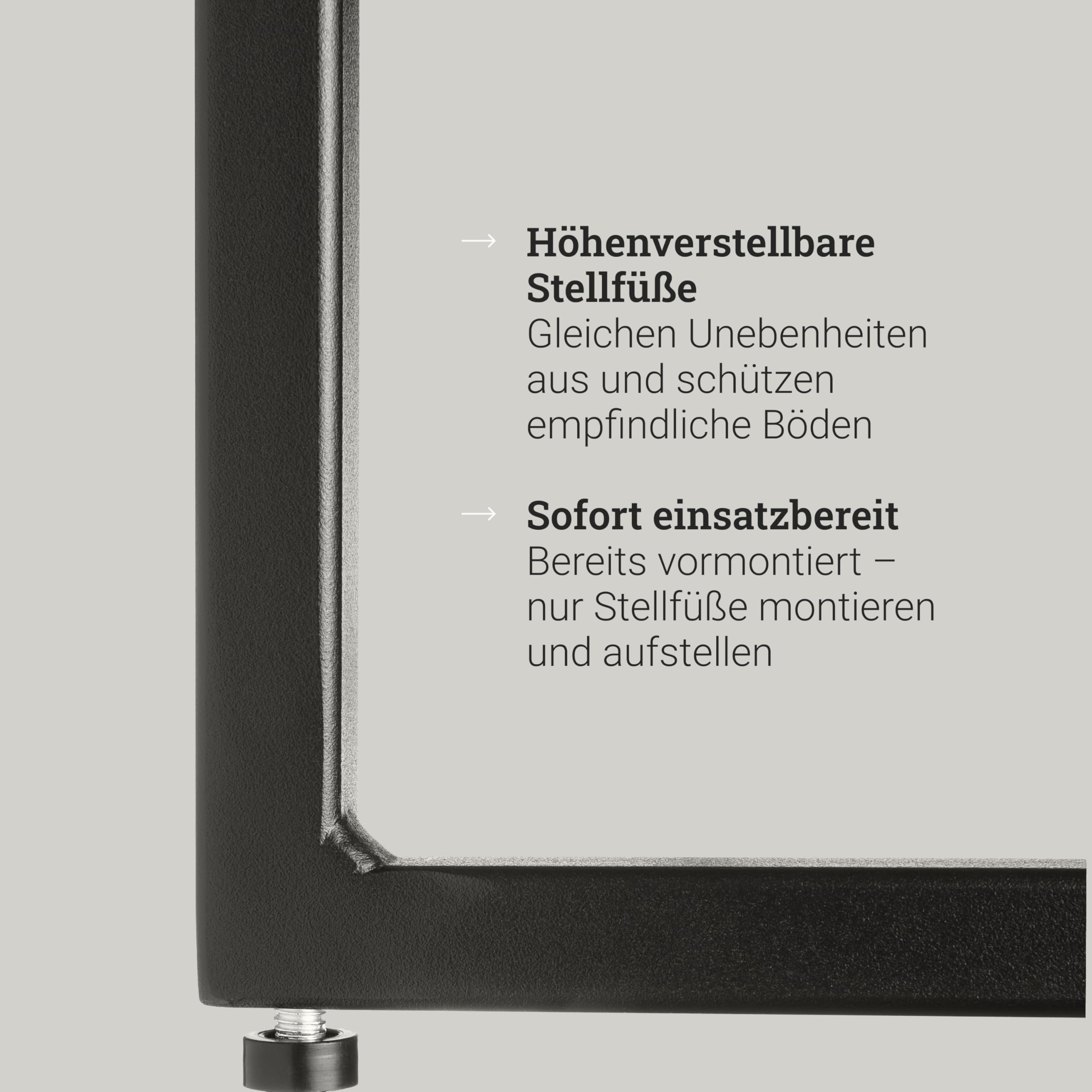 Natural Goods Berlin 1x RECHTECK Konsolentisch Schwarz - Schmales Sideboard Outdoor Regal Hinter Couch Regal Hinter Sofa - Beistelltisch Schwarz Metall - Konsolentisch Schmal - Standregal - Side Table