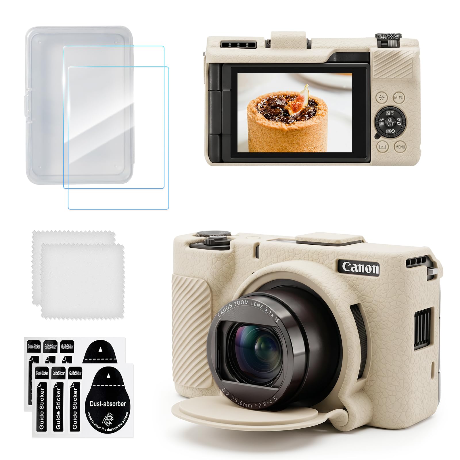 Coque silicone Canon PowerShot V1 finition premium fine avec capuchon objectif ajusté - 8