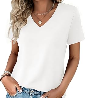 Zeagoo Womens V-Neck Tops Summer Casual Short Sleeve Tshirts S-3XL | Basic Tee Shirts, Business Classic Spring, Soft Breathable, Regular Fit, Perfect for Daily Wear, and Work Outings