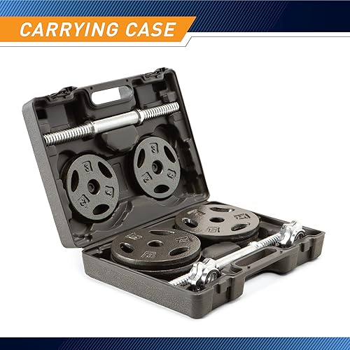 Miniatura 5 de Marcy Juego de mancuernas ajustables de hierro fundido con funda platos asas y collares ADS-42 cromado 40 libras