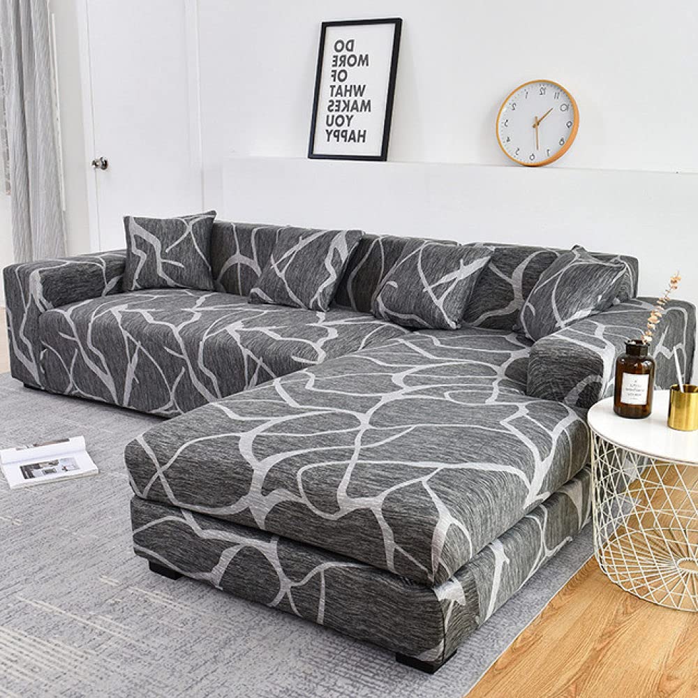 Housse de canapé élastique couleur 25 LIJUCAI pour grand canapé d'angle 3 places en L