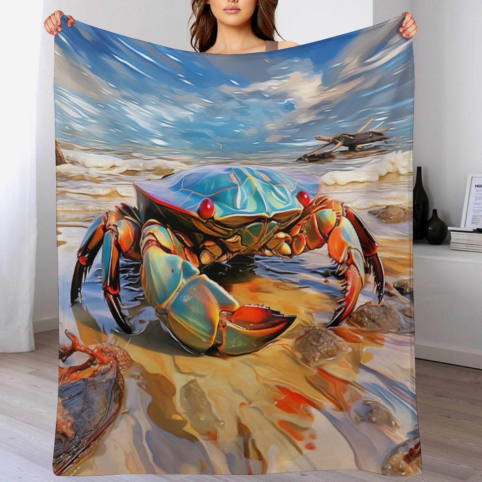 Couverture canapé crabe douce et chaude en flannel de 100x130cm