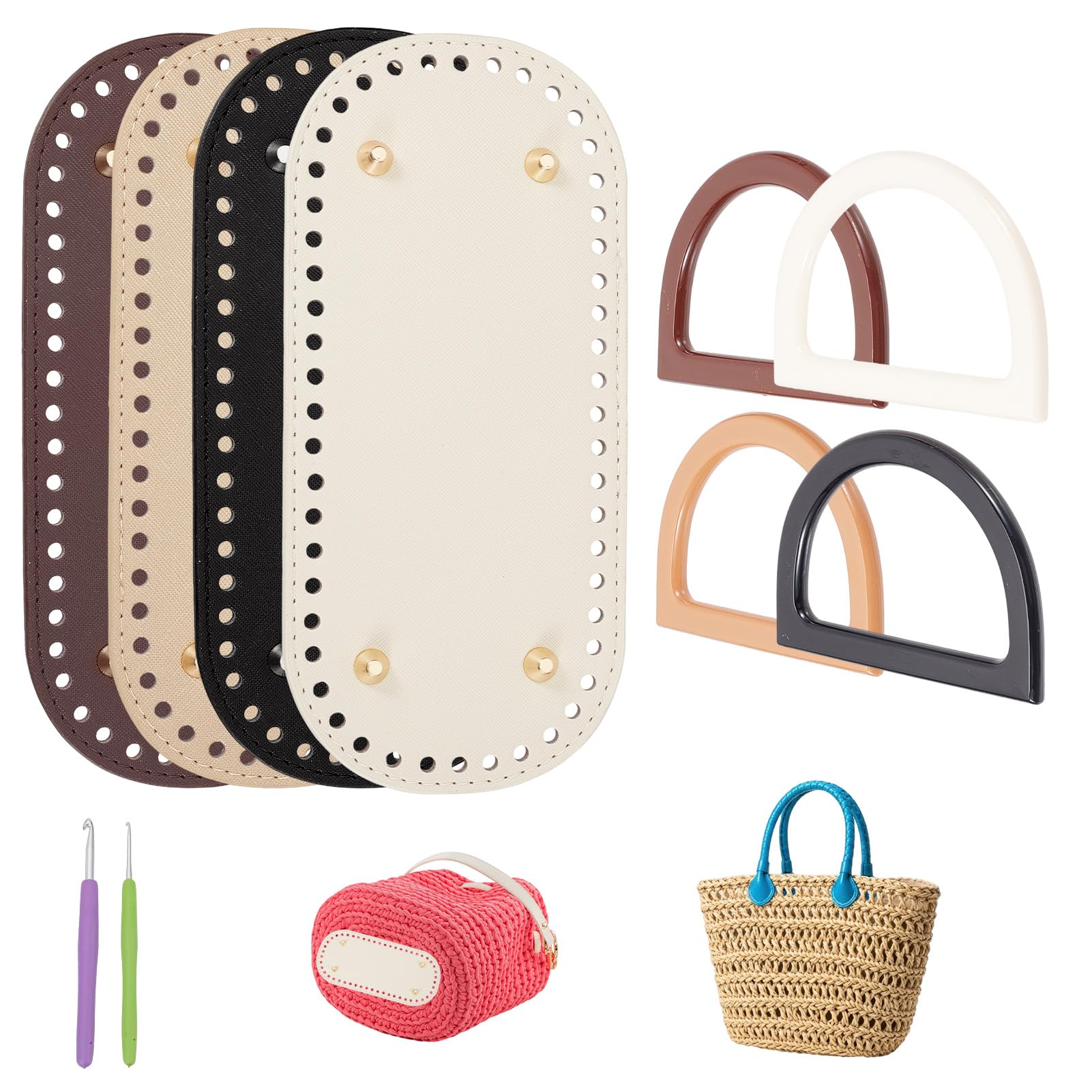 Fond de sac pour crochet DIY avec anses de sac en forme de D en métal