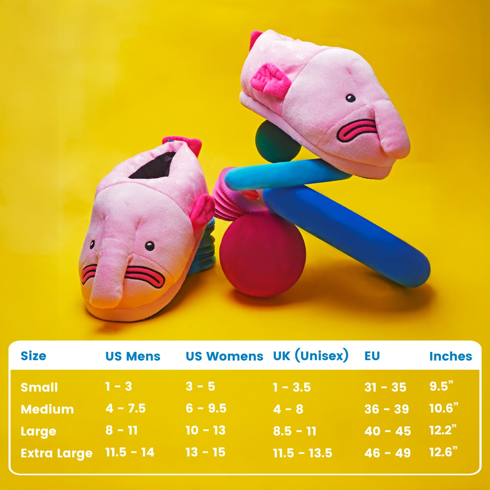 Coddies Blobfish Hausschuhe, Fisch-Hausschuhe, lustiges Geschenk, Plüsch-Hausschuhe, rutschfester Griff, Herren, Damen und Kinder