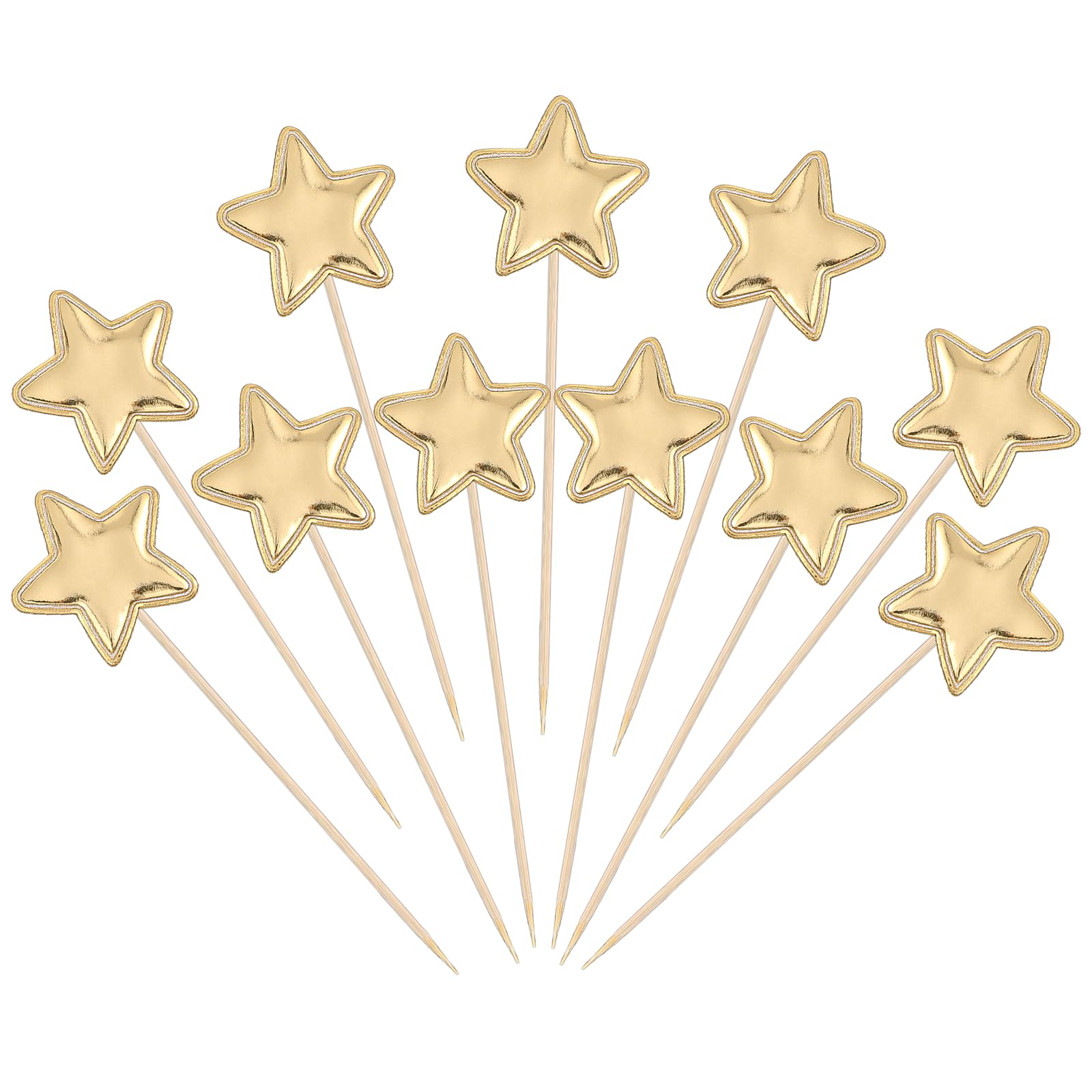 LIQWEI 100 PCS Gold Stars Cupcake Toppers, Glitter Star Cupcake Picks Mini Cake Toppers Food Decoration Birthday Party Cake Decorations for Wedding DIY Dessert Baby Shower