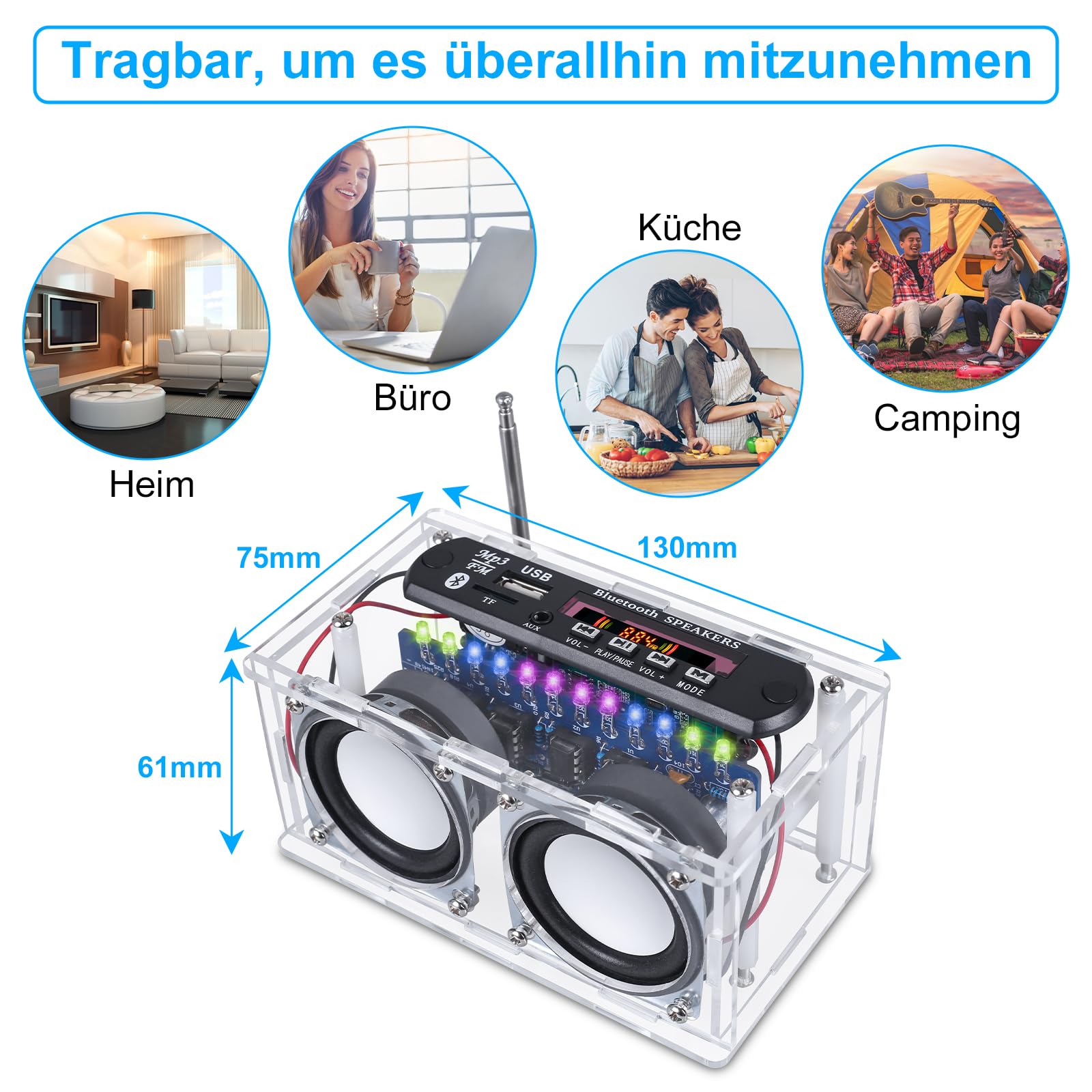 DIY Bluetooth Speaker Kit FM Radio DIY Electronic Kit Soldering Practice Project