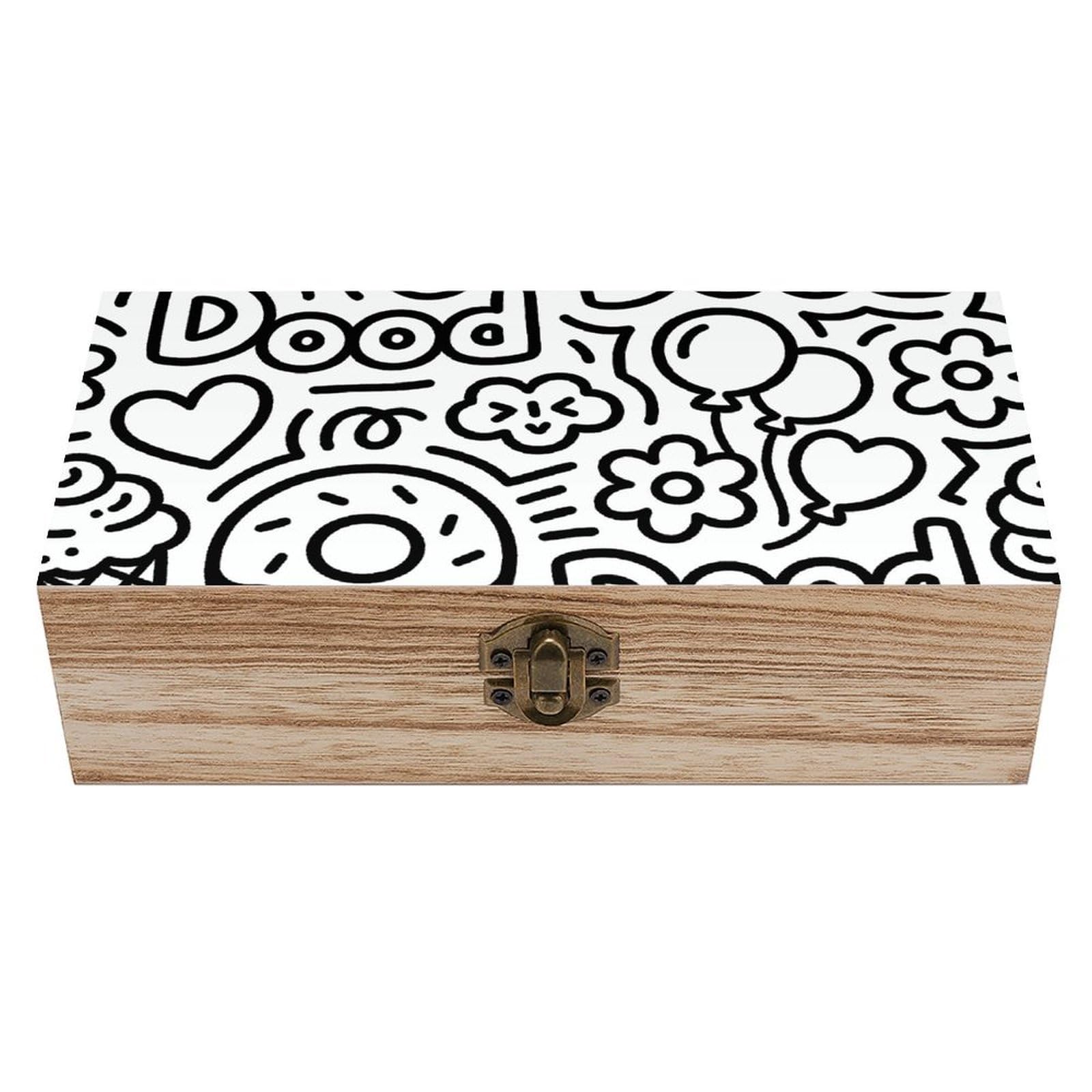 LZQPOEAS Donut Dood Wooden Storage Box Small Decorative Box with Hinged Lid Handmade Elegant Keepsake Storage Box for Jewelry, Photos, Trinkets, Letter Gifts, Small Heirlooms