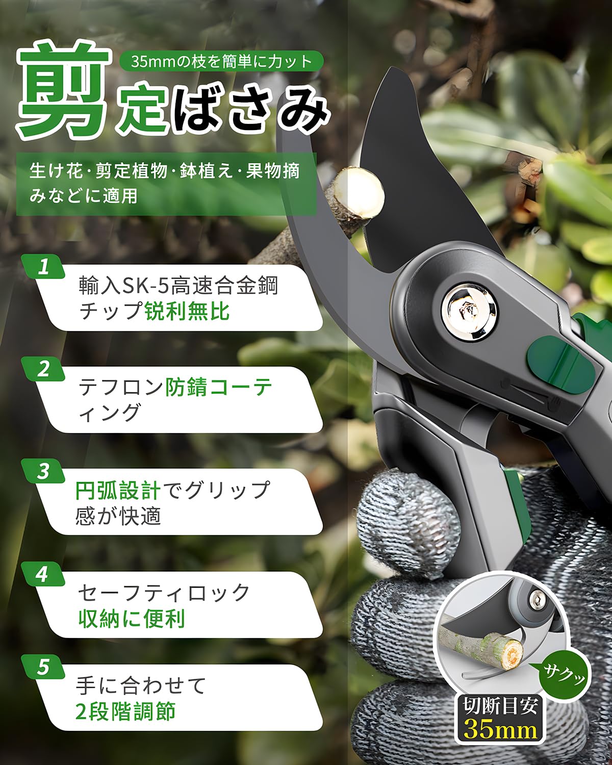 Amazon | 【2024人気庭師のおすすめ】剪定バサミ 剪定鋏 Axppin 剪定ば