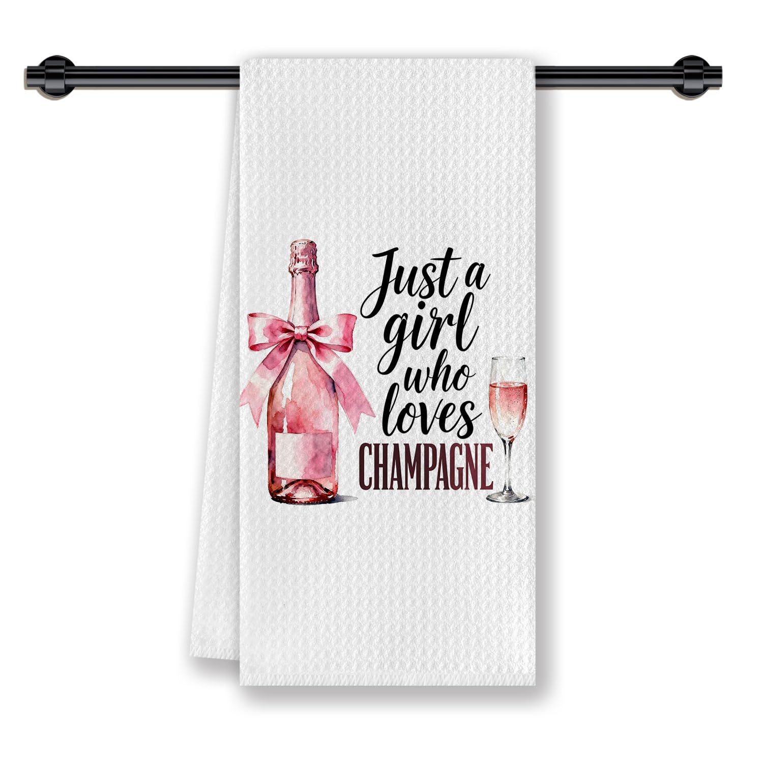 Coquette Champagne Gifts Kitchen Towels for Women, Just a Girl Who Loves Champagne Hand Tea Dish Towels for Kitchen Bathroom Decor, 16x24 Inches