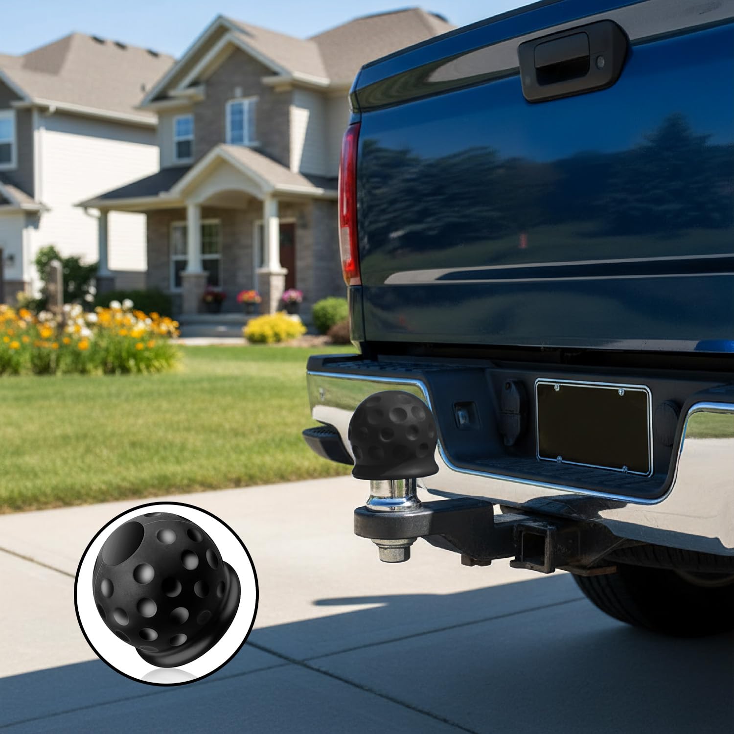 Tow Bar Ball Cover Trailer Ball Head Cover, Soft PVC Protection for 50mm Hitch Balls, Abrasion Resistant Dust Proof Tow Ball Cover(Black) — view 4