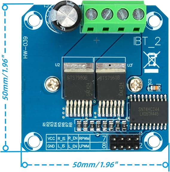 2Pcs BTS7960 43A High Power H-Bridge Motor Driver Module | Compatible with for Arduino