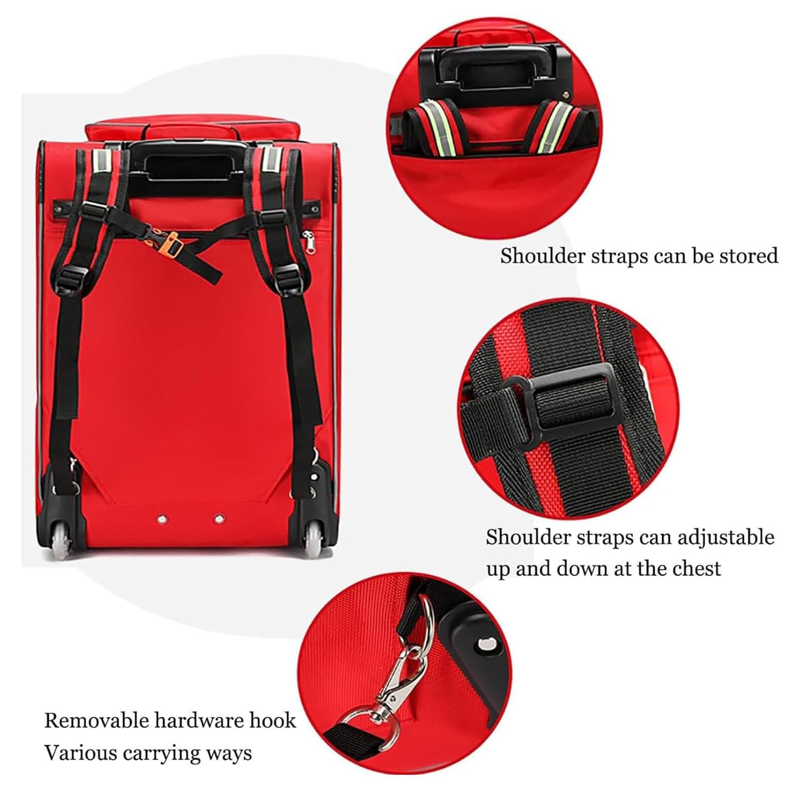 Bolsa de Primeros Auxilios de Emergencia, Bolsa de Primeros Auxilios portátil, Mochila de Alta Capacidad, Bolsa médica con Ruedas y Carrito Impermeable, Color Naranja