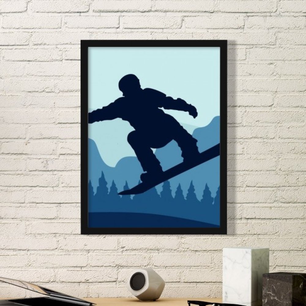 Peinture de ski aquarelle encadrée – Cadeau idéal passionnés de montagne et glisse