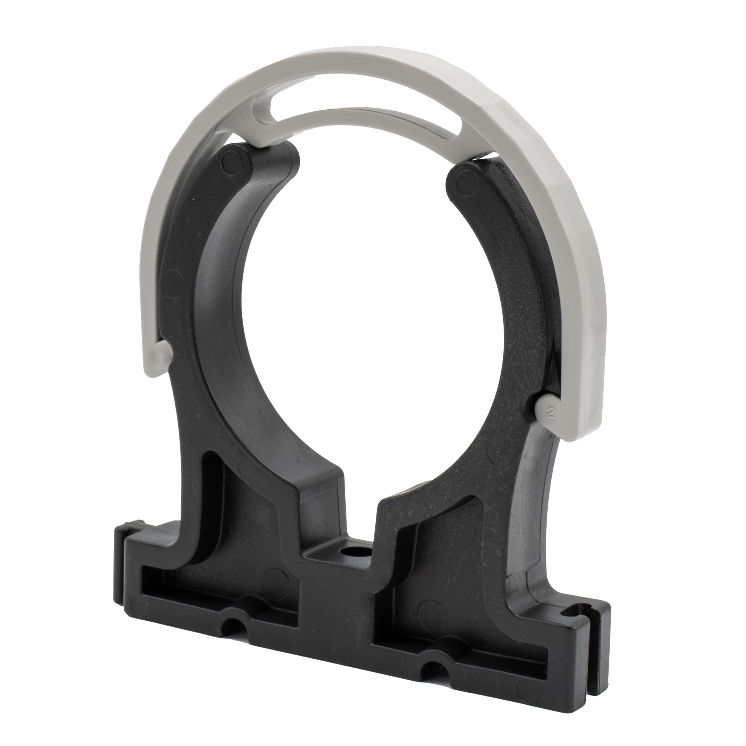 10x PVC Rohrschellen 50mm I Rohrklemme mit Verschlussbügel und Schraubloch I Rohr Klemmschelle Kunststoff schwarz I Für Pool Verrohrung Druck und Saugleitung I bm048