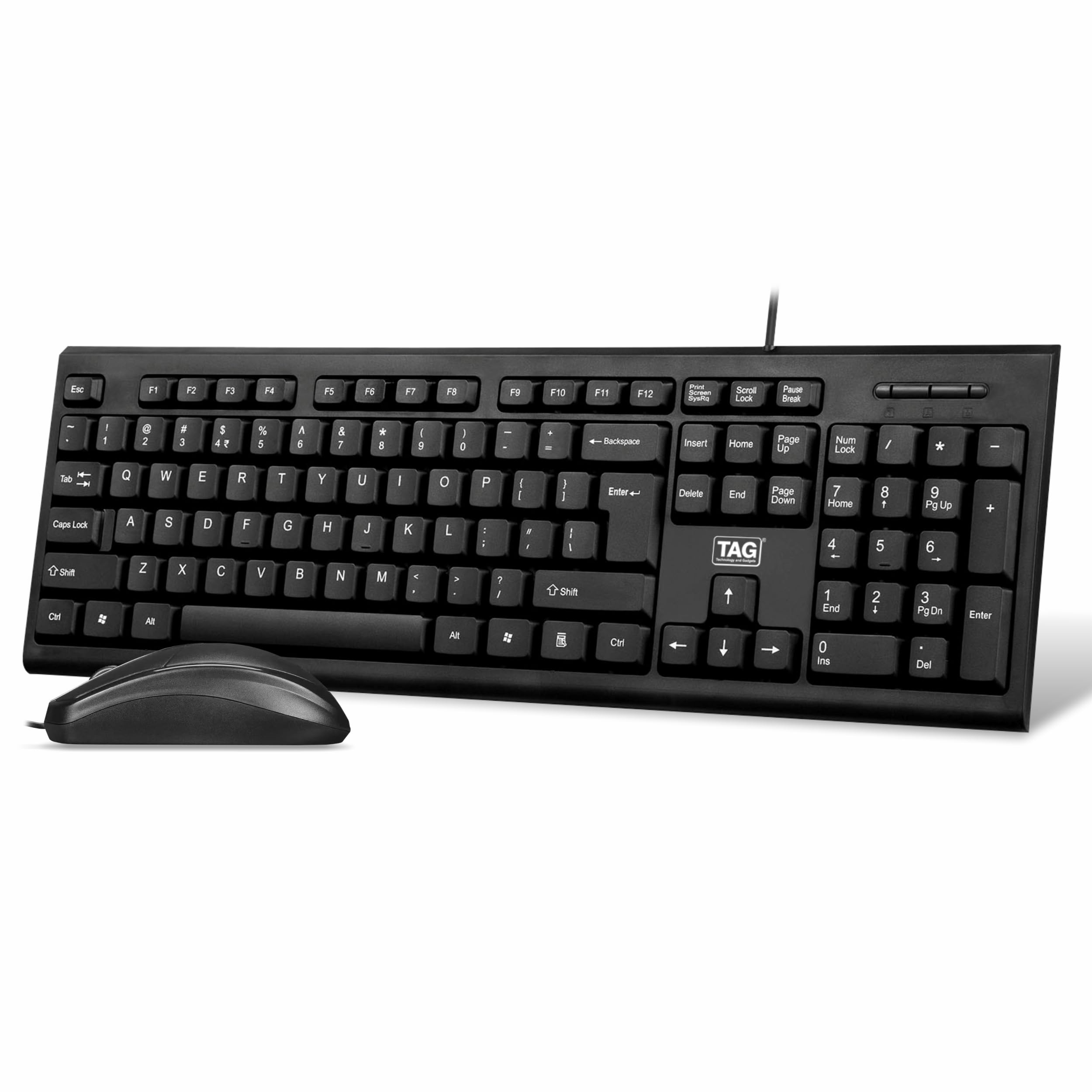 TAG KBM100 USB Wired Keyboard and Mouse Combo Set | Full Size Silent Durable Keyboard | 800 DPI Optical Mouse with 3 Buttons | Suited for Home and Office Use | Plug and Play for PC, Laptop, Mac, Linux (B0D7MNMNTM) Amazon Price History, Amazon Price Tracker