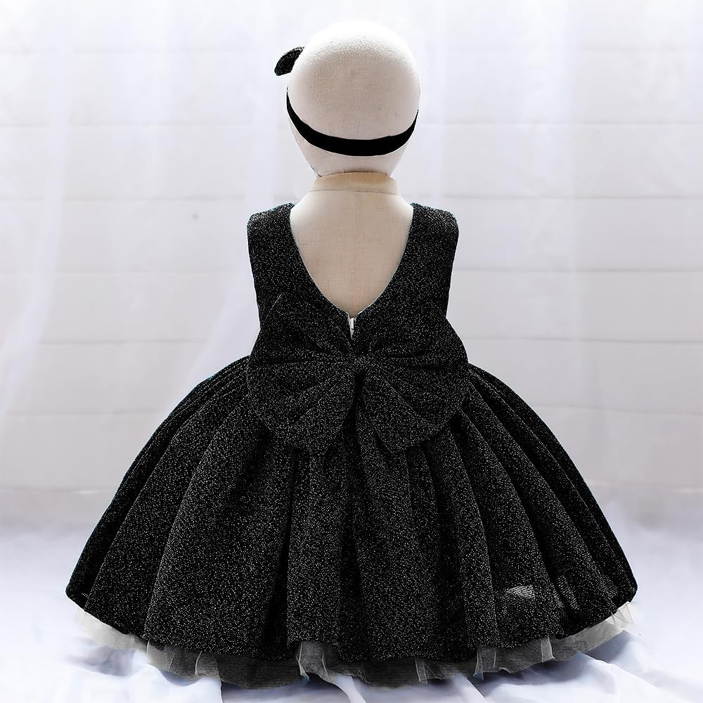 0-6T Baby Girls Dress Princess Dress Special Occasion Formal Gowns Backless Pageant Wedding Party Dresses with Headwear - Image 4
