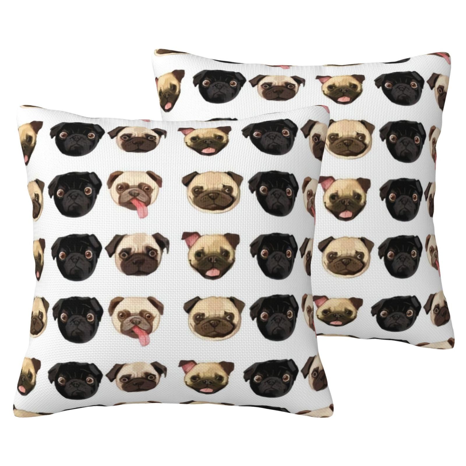 Housse de coussin carlin imprimé décoration salon jaune lit lot de 2