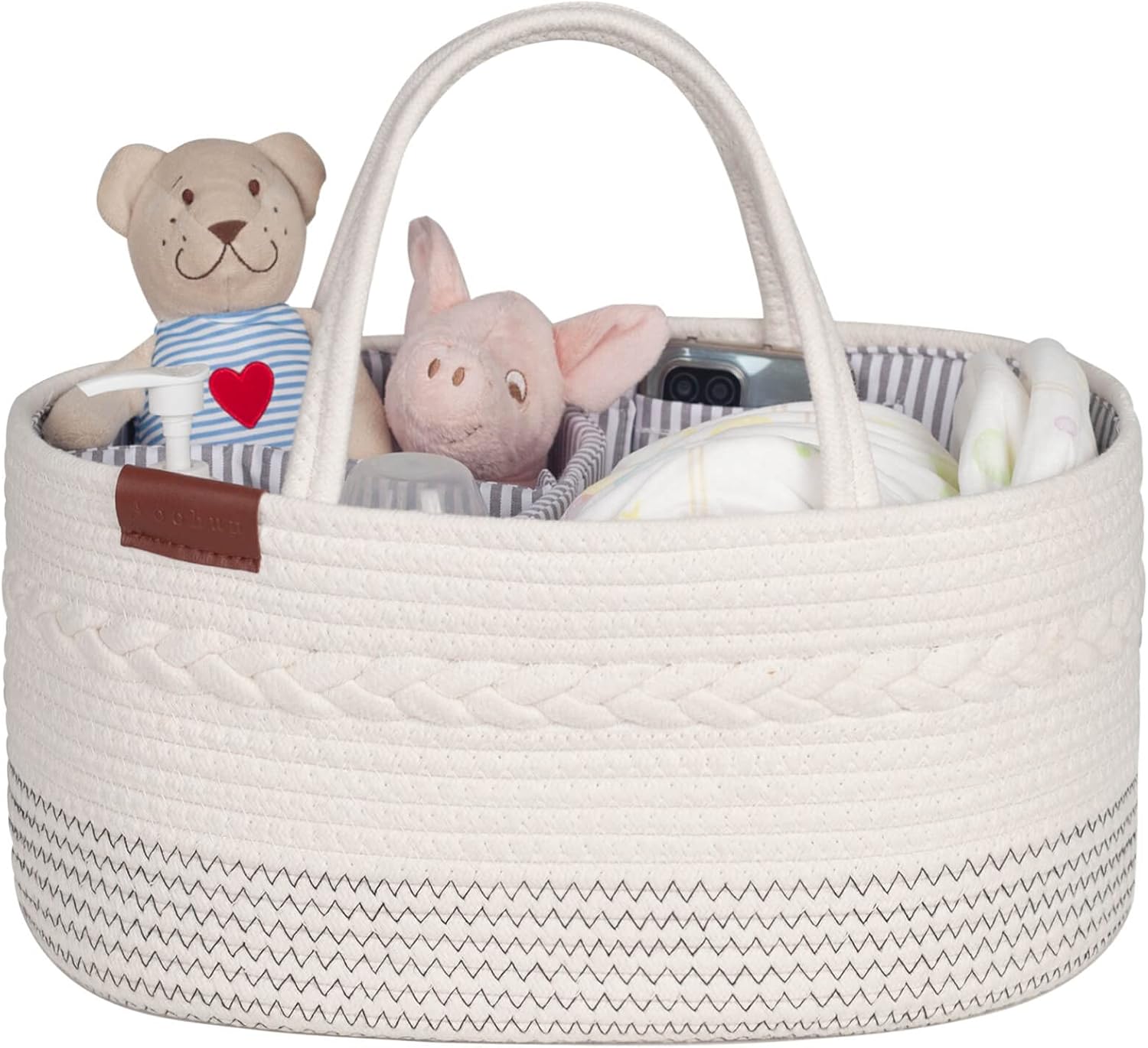 Aoohun Baby Nappy Caddy Organiser, Portable Cotton Rope Baby Storage