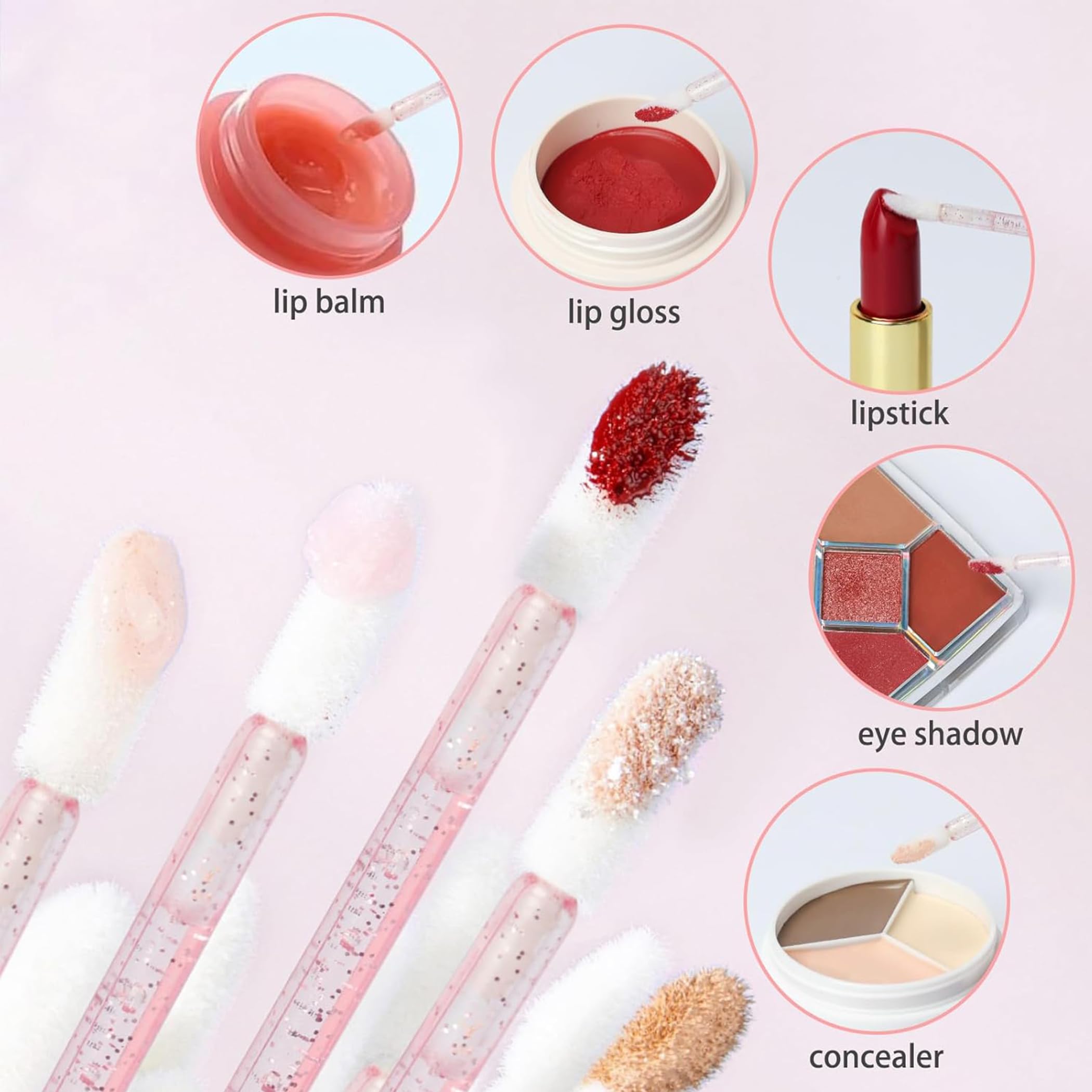BUYBLIFE 200pcs Disposable Mascara Wands Lip Applicator Makeup Brush Sets - Image 4