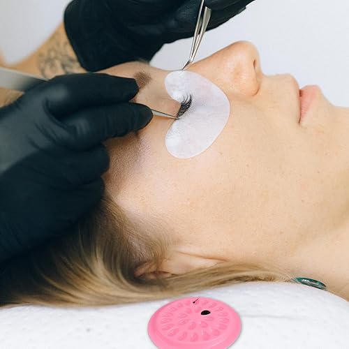 Miniatura 5 de 100 soportes para pegamento de pestañas postizas, bandejas de pestañas para extensiones, almohadillas de plástico desechables para paletas de