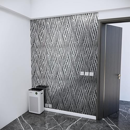 Miniatura 8 de yuyiqi El papel tapiz 3D viene con pegamento, longitud 20.8 pulgadas de ancho 393 pulgadas por rollo, papel tapiz surrealista moderno con textura