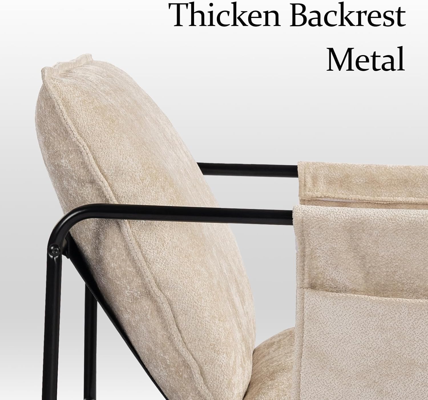 Modern Accent Chair Comfortable Living Room Chairs with Armrests, Lounge Chair with Metal Frame Chenille Upholstered Bedroom Reading Chair