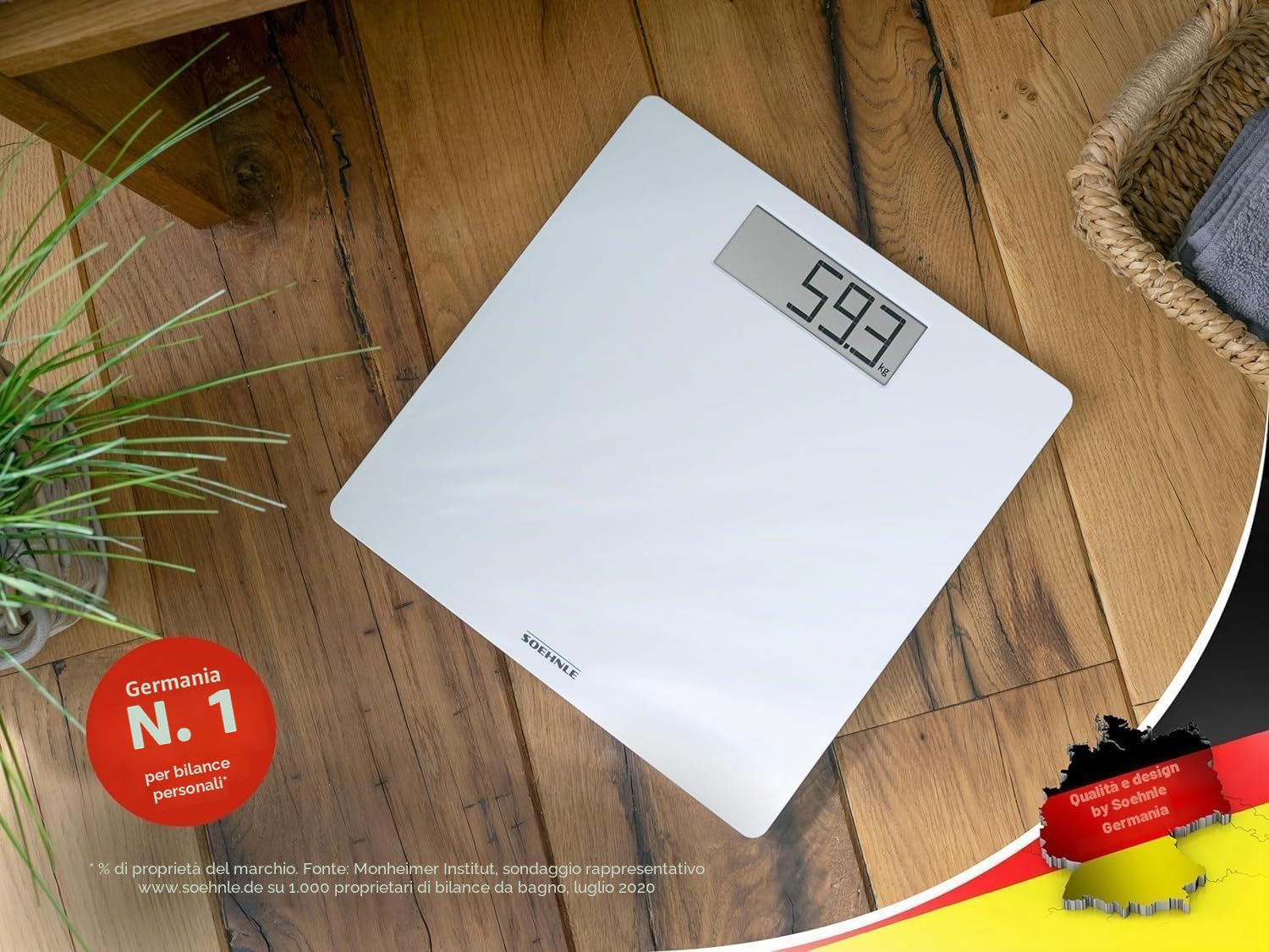 Soehnle Sense Safe 100 Pesa Persona Elettronica, Bianco, 31 x 31 x 2.1 cm