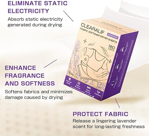 Miniatura 4 de CLEARALIF Kit de sábanas de detergente todo en uno, aroma a lavanda, 160 hojas de lavandería + 160 hojas de secado, juego de lavandería ideal para