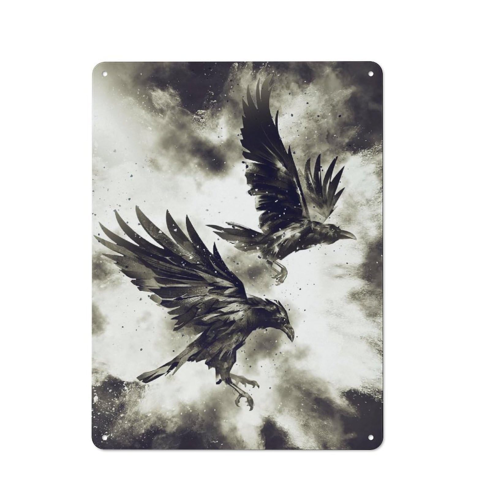 Junmoney Style-11 Metal Sign 40X30cm With Ravens For Workshop Wall, Vintage Decor, For Vintage Wall Decor Fans, For Metal Sign Collectors