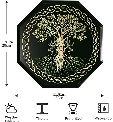 Miniatura 3 de YETTA YANG Decoración de Navidad de Yule Pagan, letrero de arte decorativo para puerta delantera, celta, nórdico, nórdico, fiesta, regalo, póster de