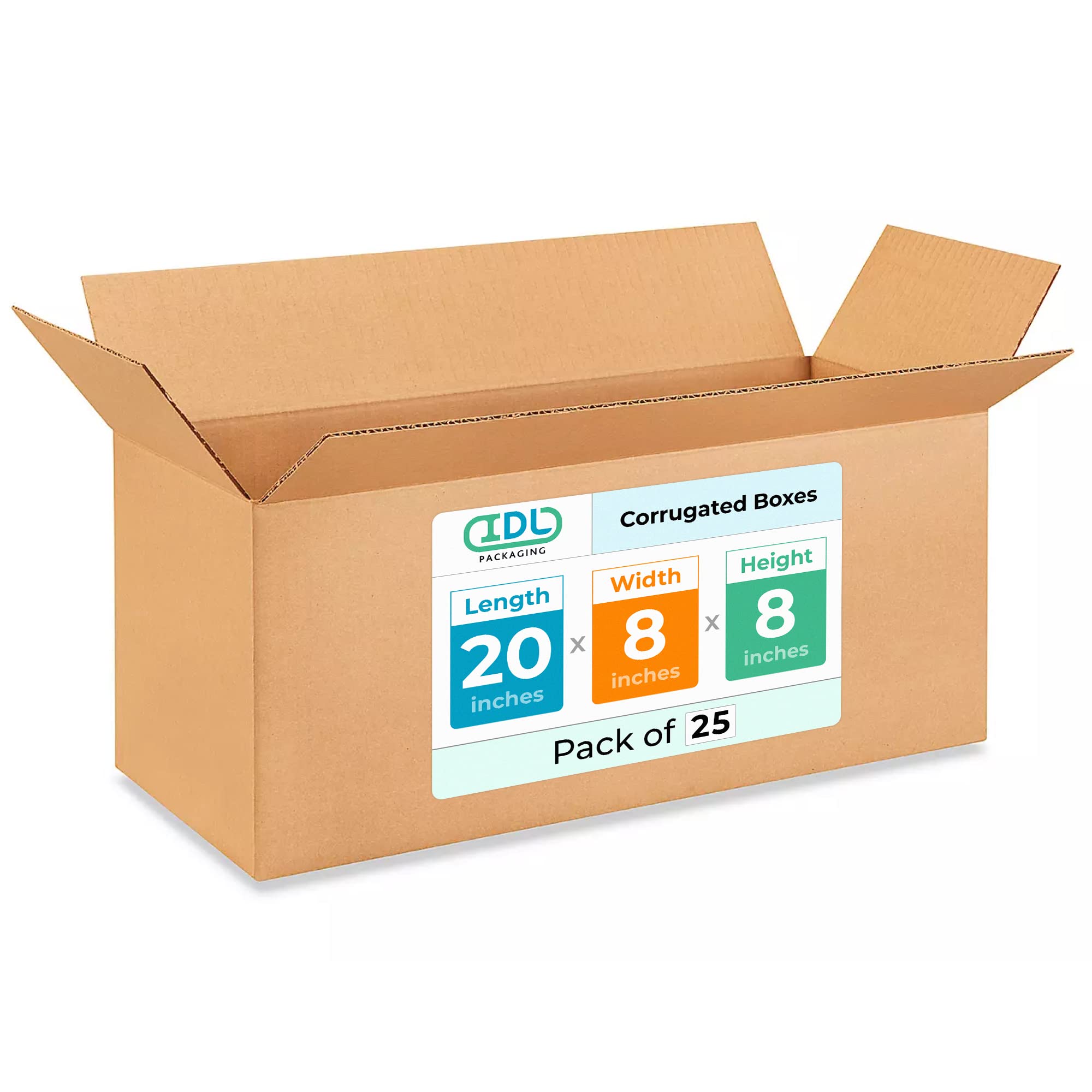 Long Shipping & Moving Boxes 20"L x 8"W x 8"H (25-Pack) - Extra Strength 200 lb vs Regular - Corrugated Cardboard Boxes for USPS/UPS/FEDEX - Box for