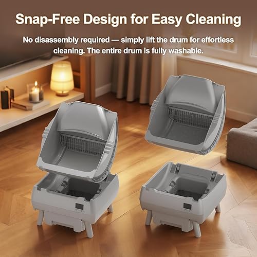 Miniatura 6 de Caja de arena automática para gatos, control de aplicación, diseño de estilo abierto, monitor de salud inteligente, adecuado para gatos medianos y