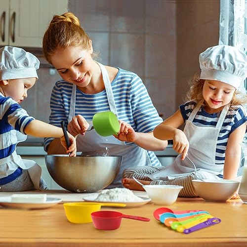 Vista 10 de Juego de tazas medidoras, 3 tazas medidoras de plástico coloridas, gran capacidad, 2 tazas 1-3/4 tazas 1-1/2 tazas para ingredientes líquidos secos