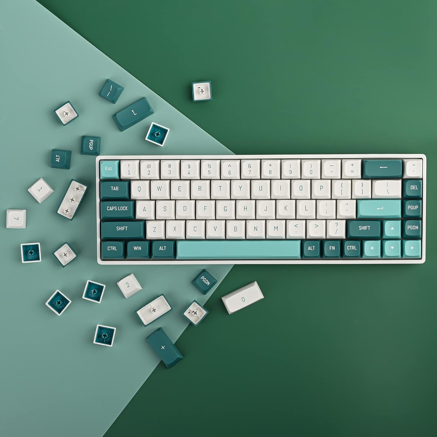 PBT Keycaps, CSA Profile Double Shot Keycap White and Green 163 Keys Key caps Full Set, Custom Keycaps for Cherry MX Switches Mechanical Keyboard (Forest Green)