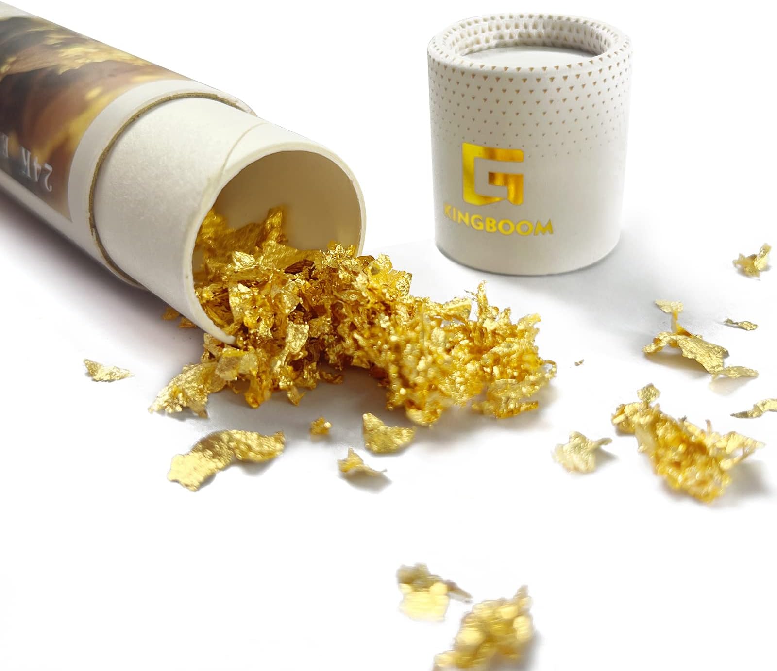KINGBOOM G24K Gold Leaf Flakes, 50mg Edible Gold Flakes for Cakes,Drinks,Bake