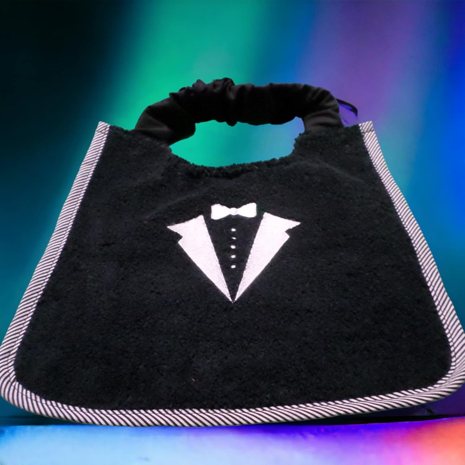 Personalized dog slobber bib - Tuxedo design - Elegant dog - comfortable & waterproof - dress your pooch for that special occassion - no more messy feeds - stylish | unique - all breeds and sizes