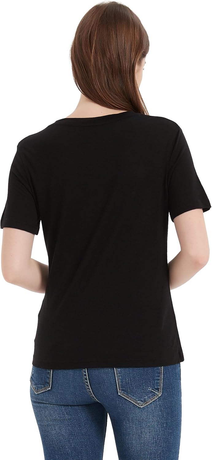 100% Merino Wool T-Shirt Women V Neck Short Sleeve Athletic Tee Lightweight No-Odor Base Layer - Image 3