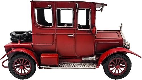 Miniatura 2 de Berfutall - Modelo de auto clásico rojo clásico de hierro de 10 pulgadas, decoración de vehículo coleccionable, decoración navideña de autos
