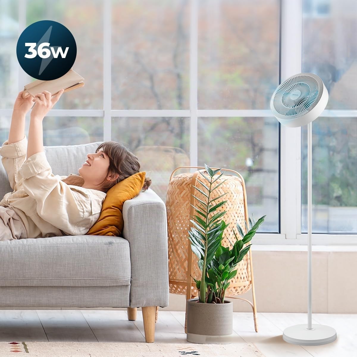Cecotec Ventilateur sur Pied EnergySilence FanLamp 36 W, 9 Vitesses, LED