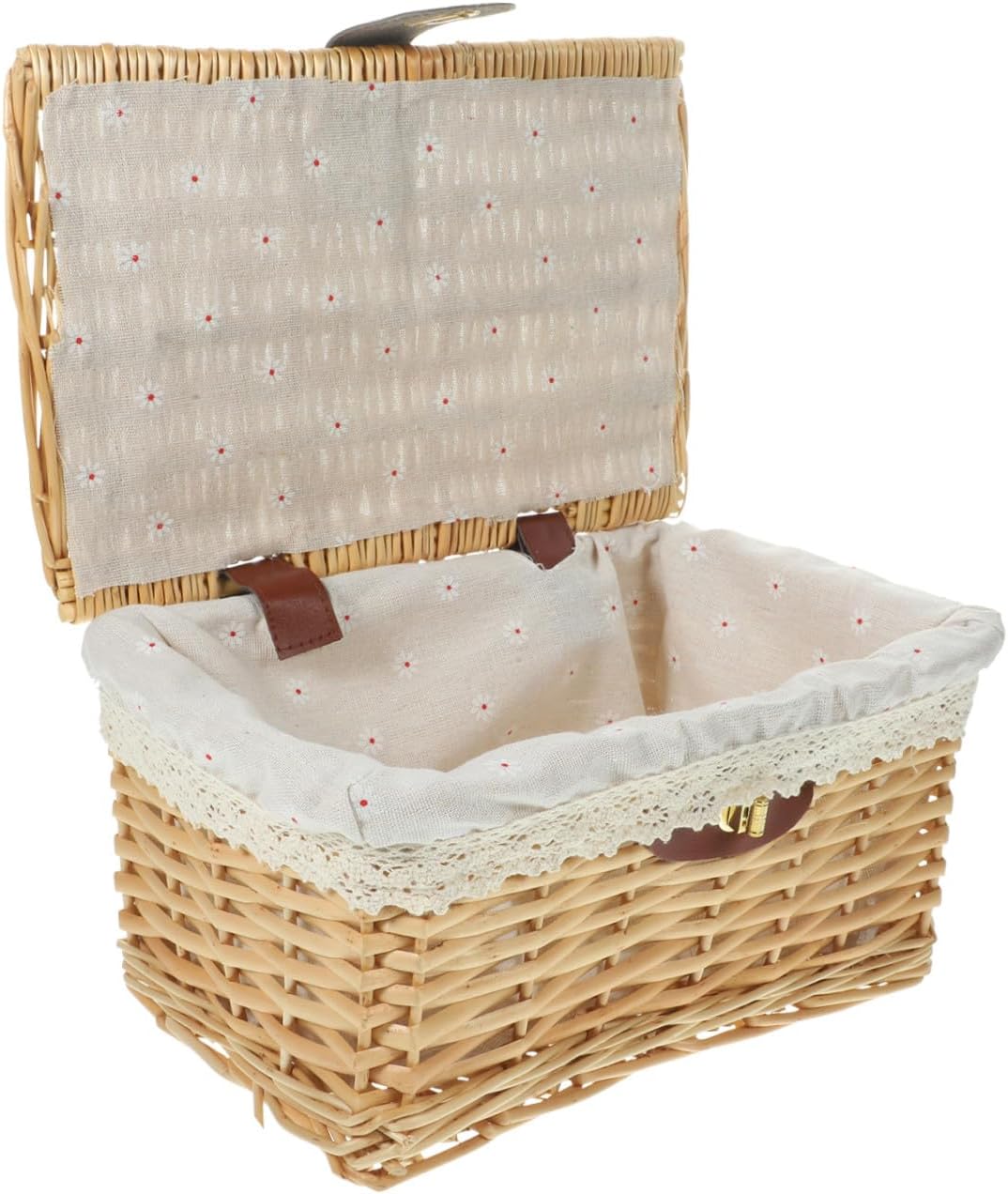 ABOOFAN Woven Rattan Storage Basket with Lid Small Size Clothes and Books Organizer Multipurpose Wicker Bin for Home Laundry and Storage