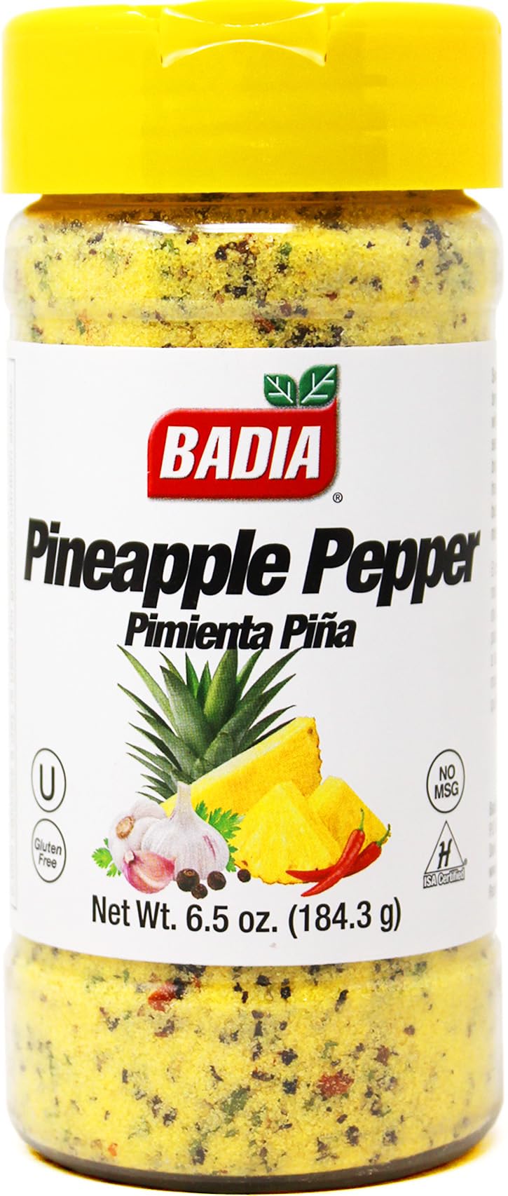 Badia Pineapple Pepper Seasoning, 6.5 oz - Tropical Citrus Pepper Blend for Chicken, Seafood, Vegetables, Fruit
