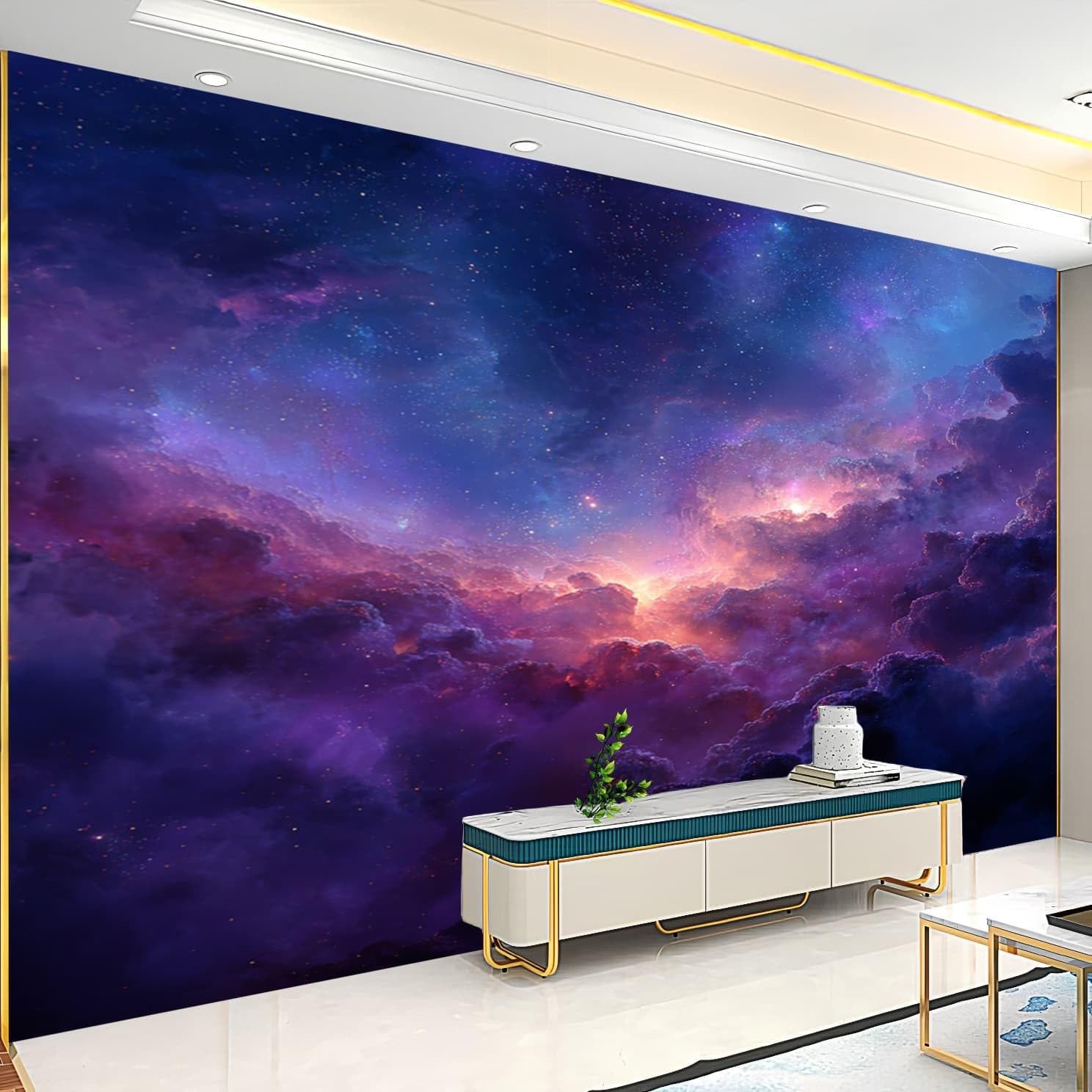 Carta Da Parati Fotografica Bambini 250x175 cm Onirico Galassia Universo Carta da Parati Panoramica Fotomurali in TNT Murale Viola Poster Gigante Design per Camera Ragazzo Ragazza
