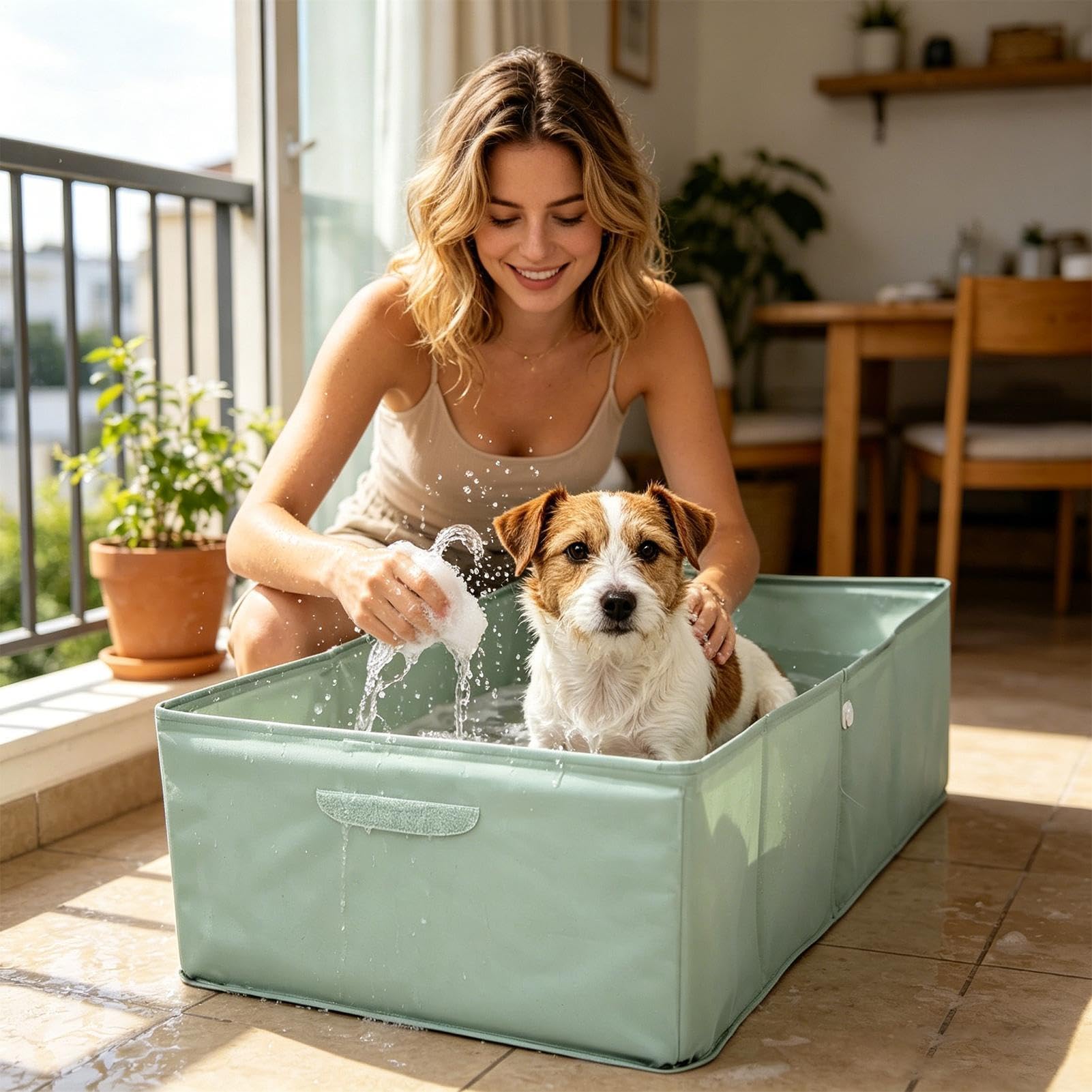 Piscina plegable para mascotas, bañera portátil antideslizante para mascotas, 80 x 40 x 20 cm, piscina para mascotas pequeñas, bañera de refrigeración compacta, bañera de parque infantil al aire libre