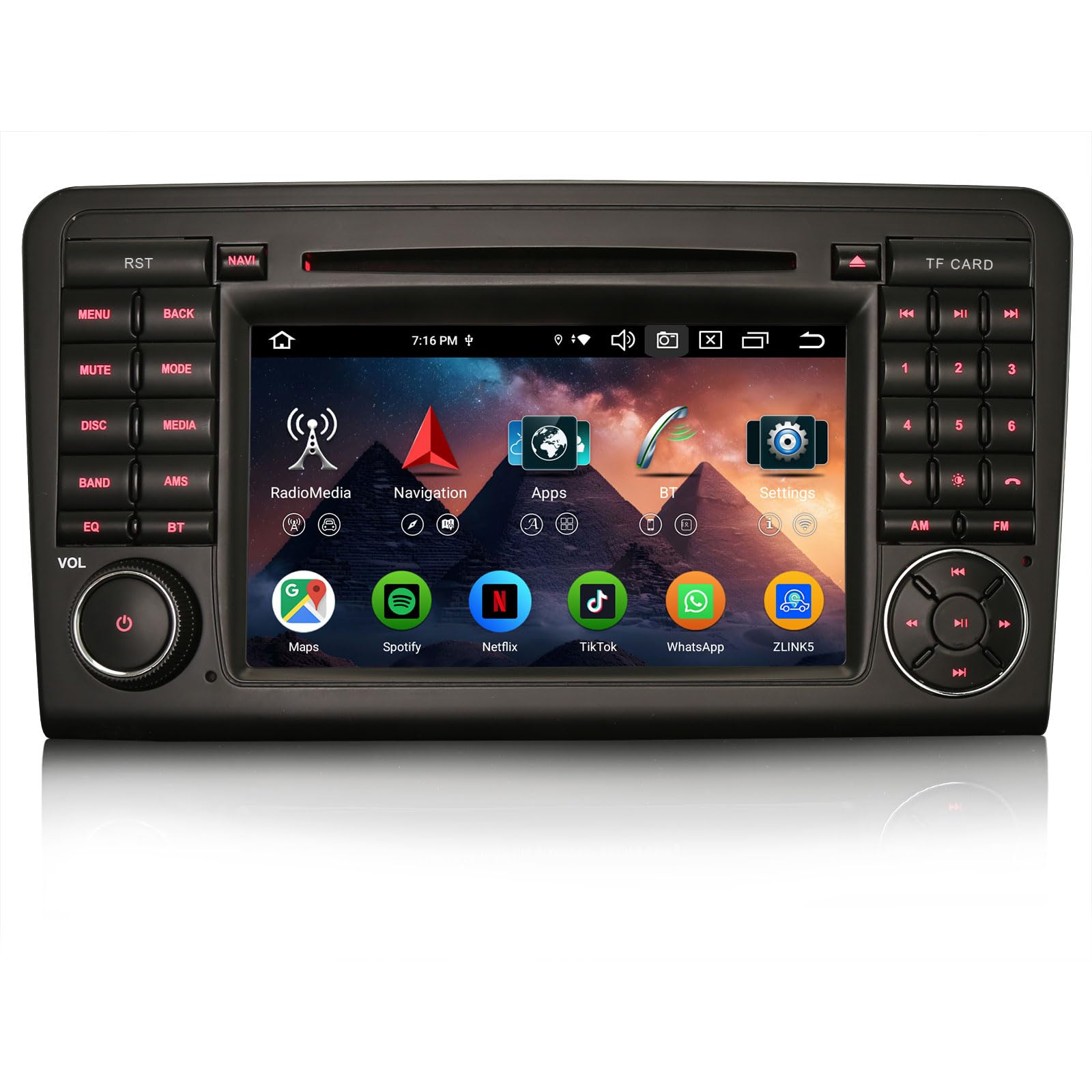 Erisin 7 Zoll 8-Kern 4GB+64GB Android 16 Autoradio mit CD Player Für Mercedes ML Klasse W164 GL Klasse X164 Bluetooth 5.0 GPS Navigation CarPlay Android Auto DAB+ WiFi 4G OBD2 FM RDS DSP Canbus SWC