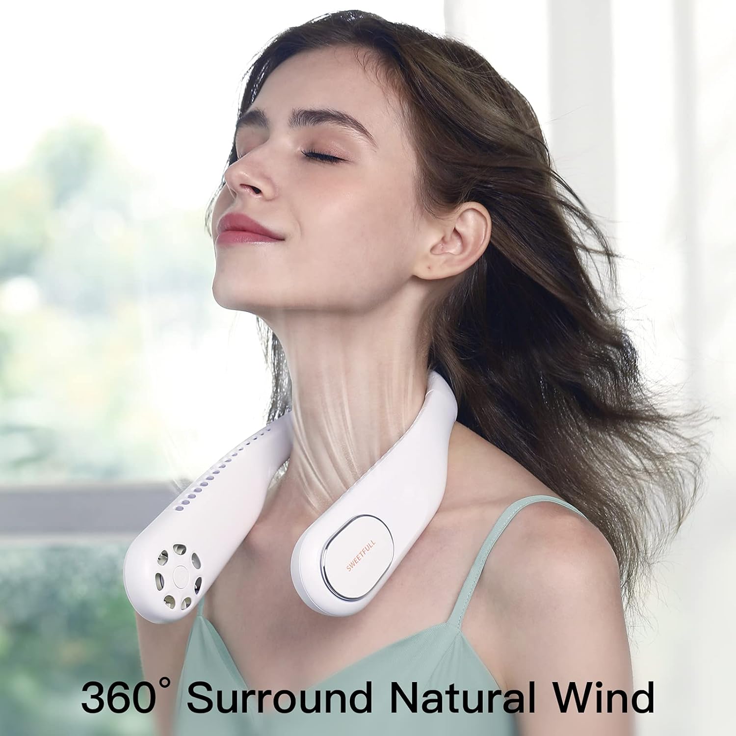 SWEETFULL Portable Neck Fan, Personal Fan Bladeless Fan 4000mAh Hands-Free USB Rechargeable Battery Operated Cooling Hanging Fan,Quiet Neck Cooler for Women Men Office 3 Speeds : Home & Kitchen
