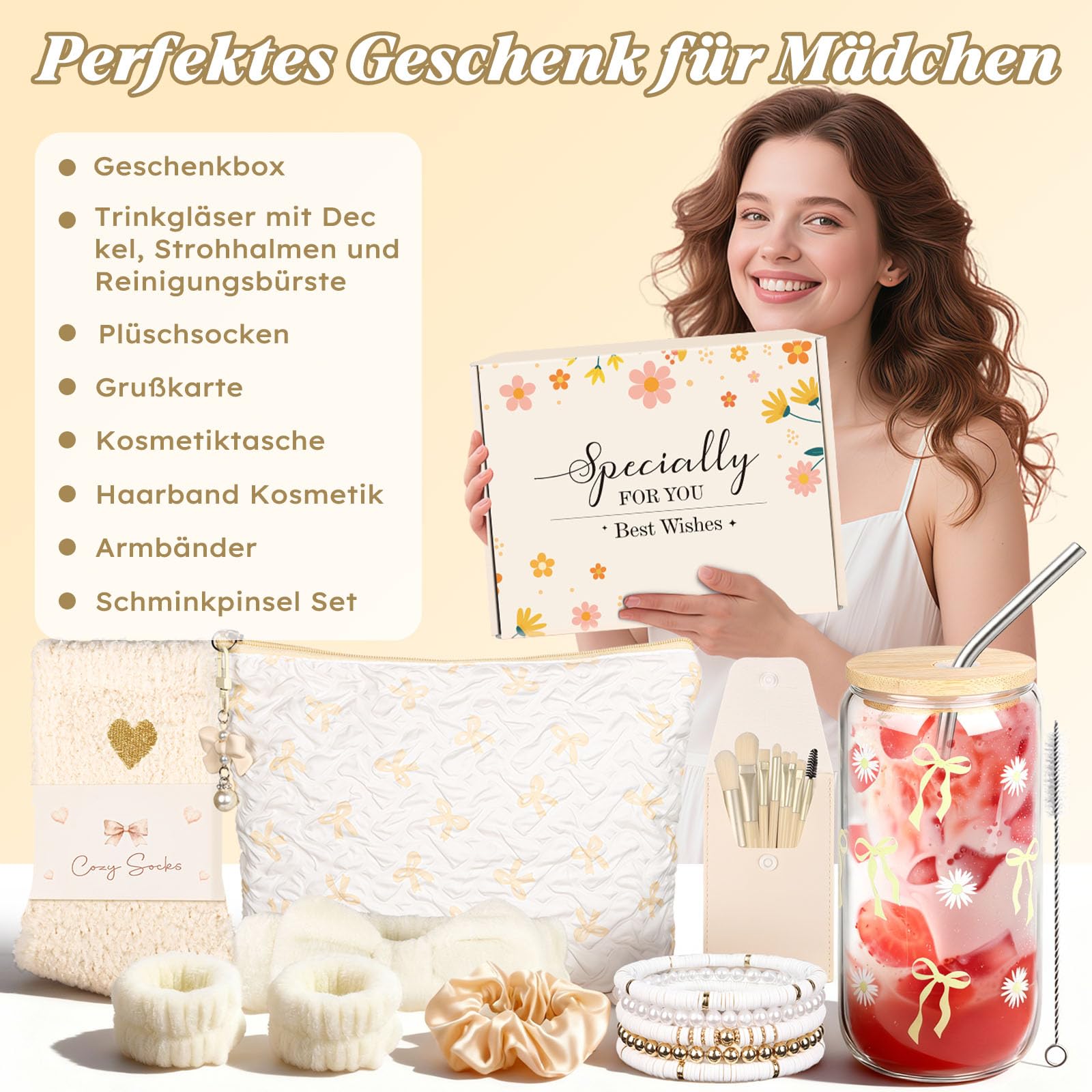 TUZELIYA Cadeaux pour filles adolescentes de 9, 10, 11, 12, 13, 14, 15, 16, 17, 18 ans, cadeau d'anniversaire pour fille, petite-fille, sœur, meilleure amie, nièce, beige