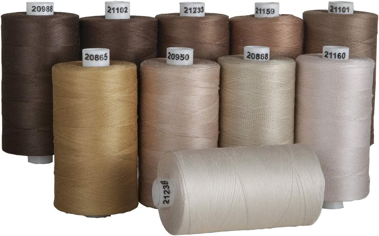 Connecting Threads 100% Cotton Thread Sets - 1200 Yard Spools (Set of 10 - Neutral)