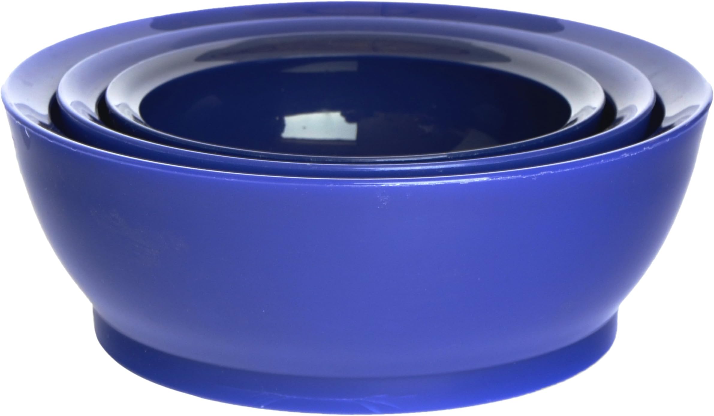 CaliBowl Nested Non-Spill Low Profile Bowls with Non-Slip Bases, Set of 3 Assorted Sizes, Blue