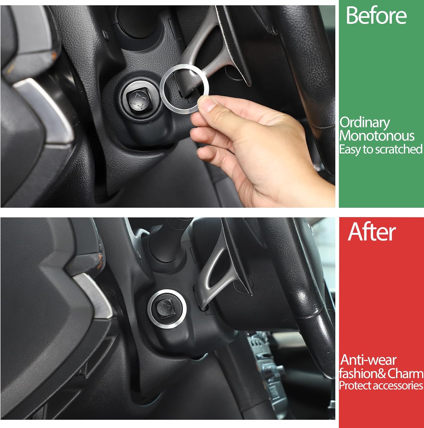 Steering Wheel Adjustment Buttons Cover Trim Compatible with Infiniti G37 2007-2013 G35 2007-2008 QX50 EX35 Q60, Alloy Steering Wheel Adjusting Lever Trim Ring Accessories(Silver)