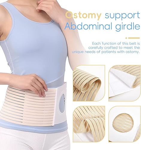 Miniatura 5 de Cinturón de ostomía abdominal, banda elástica transpirable para el vientre, antihernia para cuidados postoperatorios, después de una cirugía de